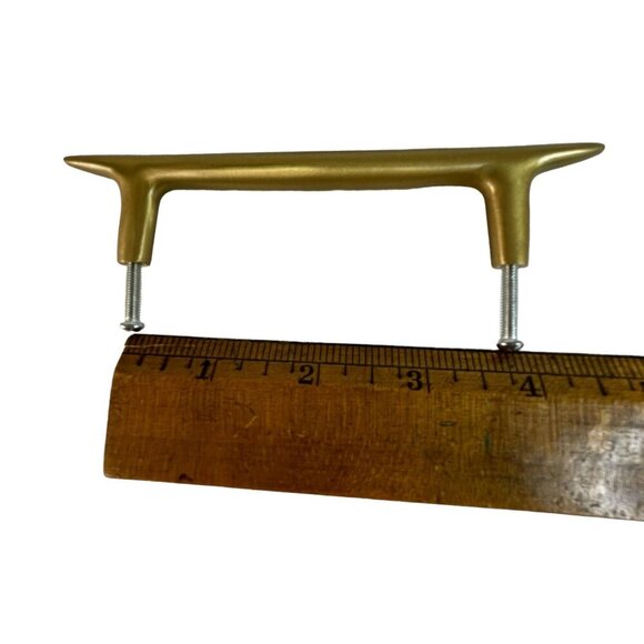 Set Of 4 Mid-Century Modern Brass Cabinet Drawer Pulls - Picture 4 of 6